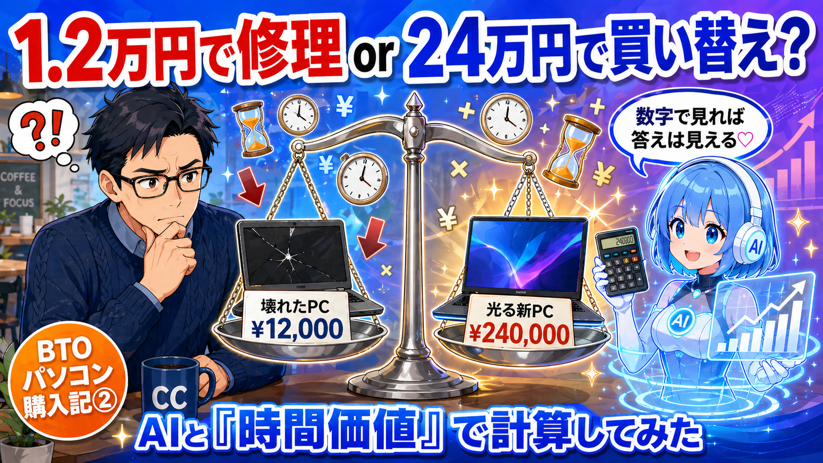 1.2万円で修理 or 24万円で買い替え？AIと「時間価値」で計算したら答えが見えた【BTOパソコン購入記②：意思決定編】