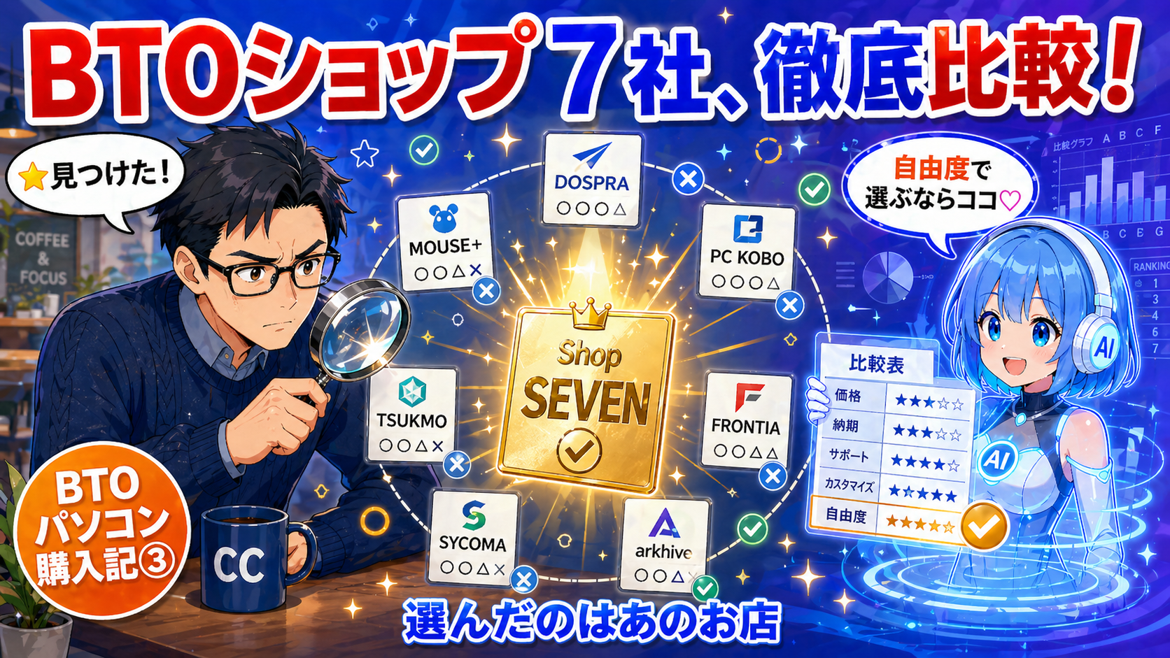 ドスパラじゃなくて？AI時代に最適なBTOショップ7社を徹底比較した結果、パソコンショップSEVENに決めた理由【BTOパソコン購入記③】