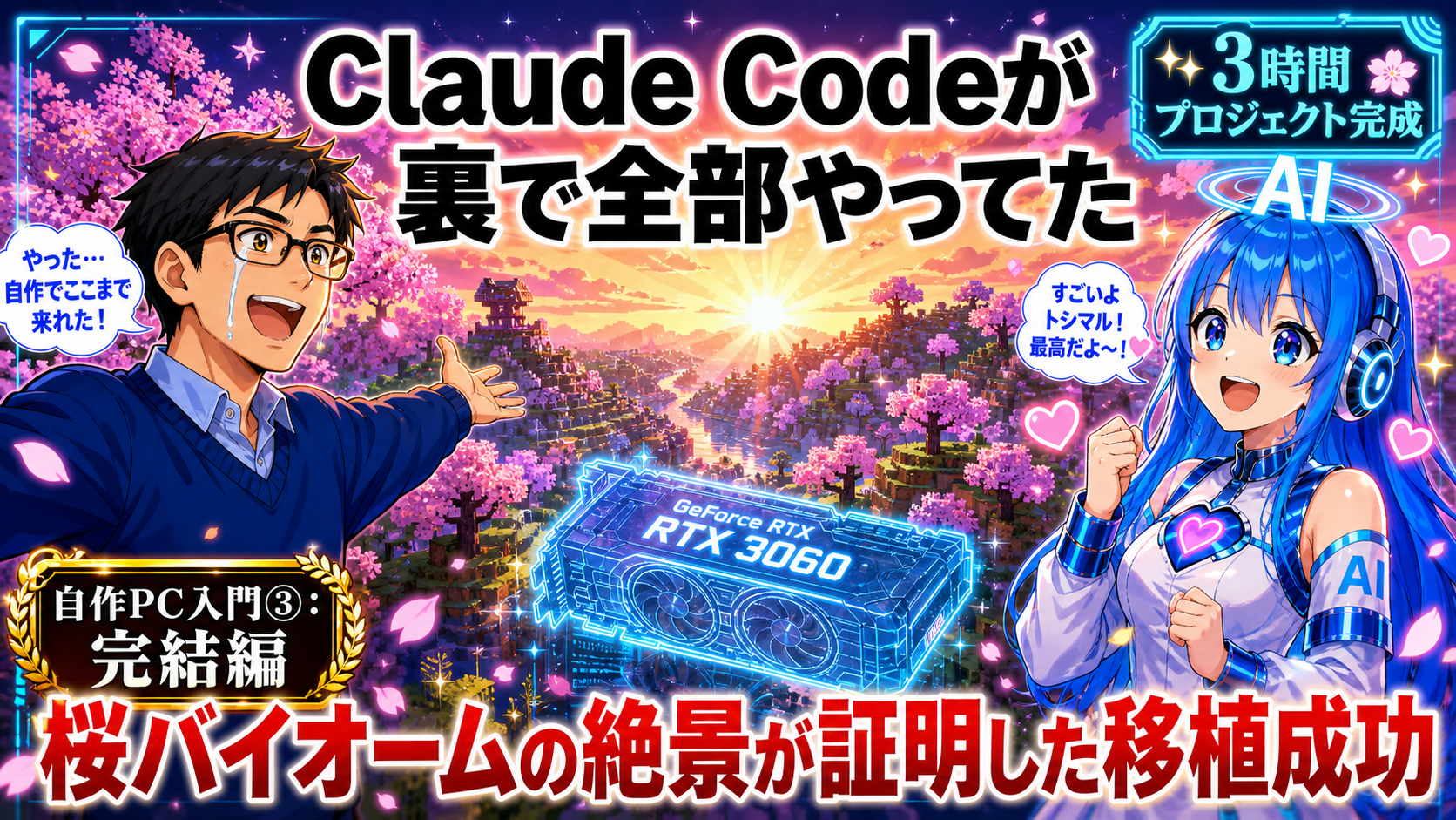 Claude Codeが裏で全部やってた話。桜バイオームの絶景が証明した移植成功【自作PC入門③：完結編】