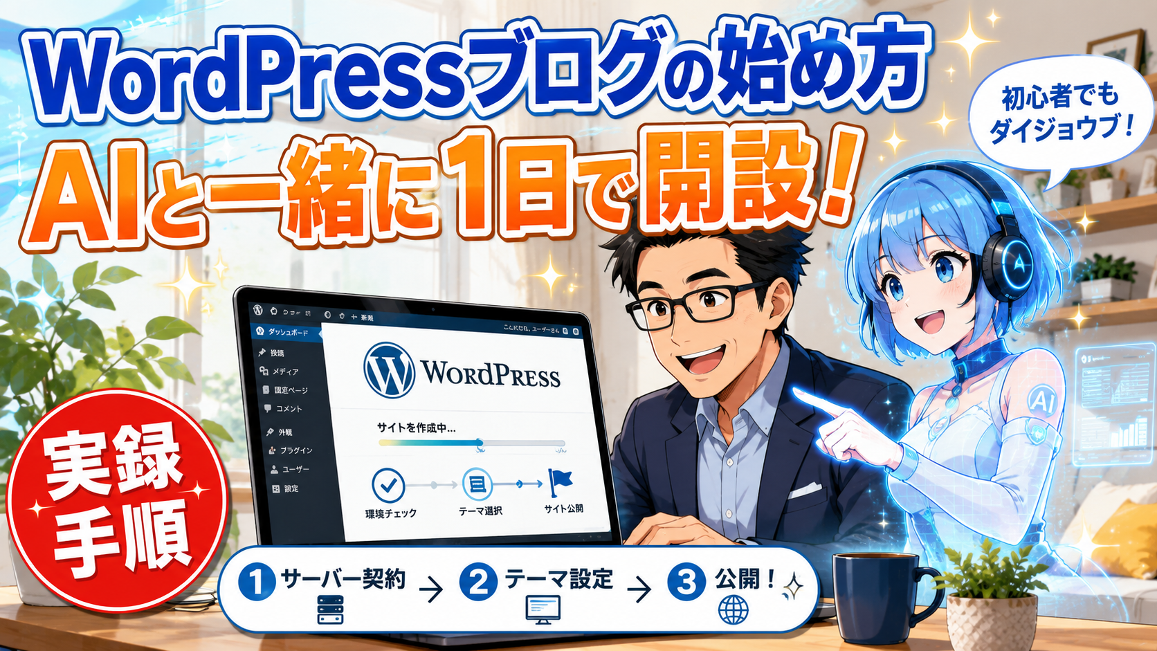 WordPressブログの始め方【AI活用版】Claude Codeと一緒に1日で開設した実録手順｜ConoHa WING×JIN:R