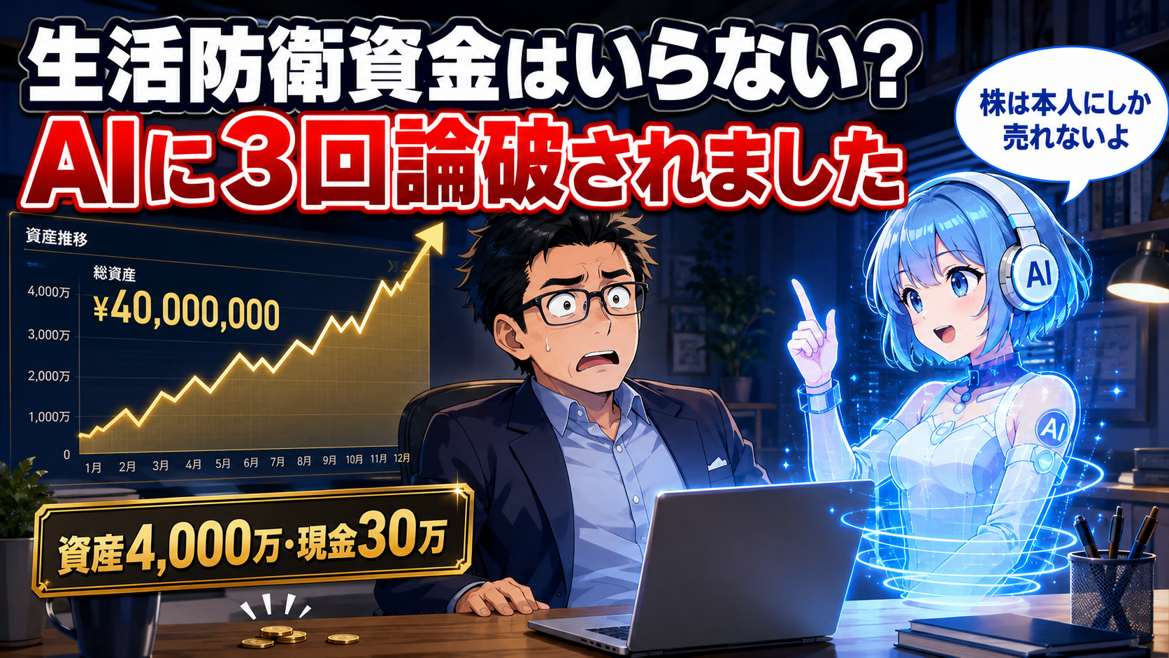 生活防衛資金はいらない？資産4,000万でフルインベストの俺が、AIに3回論破された話